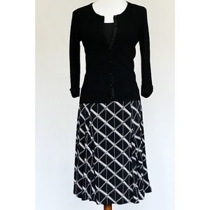 Merona Black & White Print A-Line Pull On Skirt